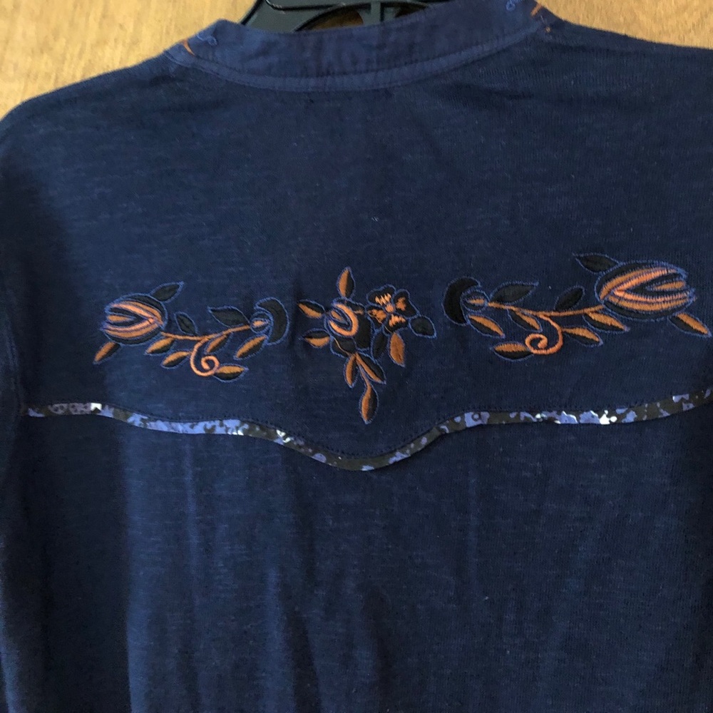 Free People Navy/Rust Snap Blouse - Picture 6 of 6
